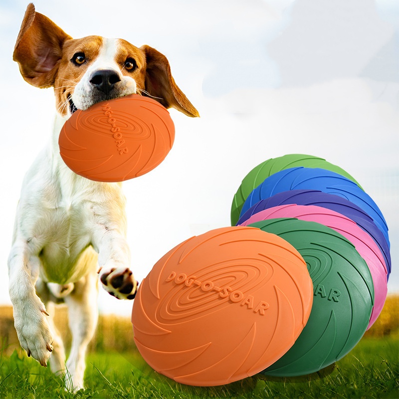 Flying Disc Dog Training Toy - Jouet interactif en silicone en forme