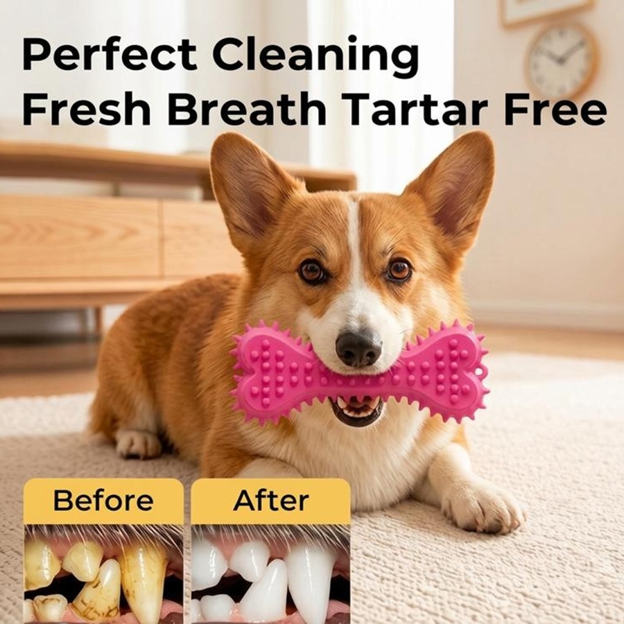 Teeth Cleaning Dog Chew Bone - 3/6 pièces, jouets à mâcher pour